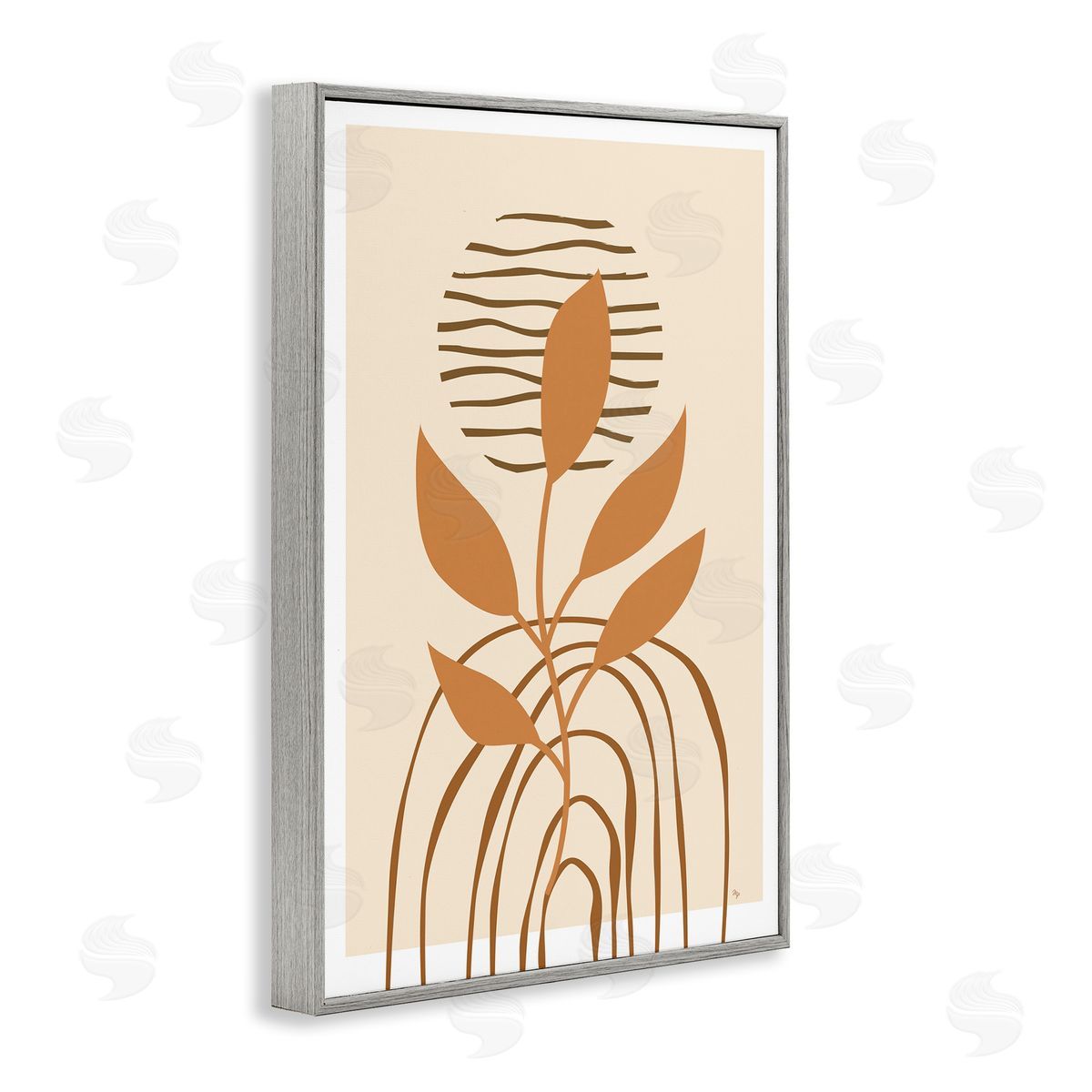 Minimal Leaf Sprig Grey Frame Print Wall Art, Home Decor by Martina Pavlova