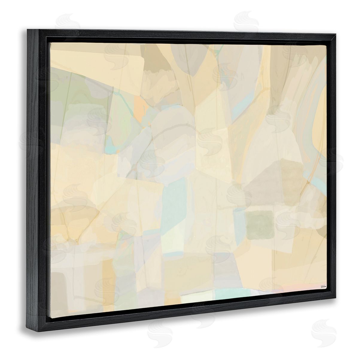 Neutral Geometric Pattern Black Floating Frame Canvas Wall Art, Home Decor by Michael Tienhaara