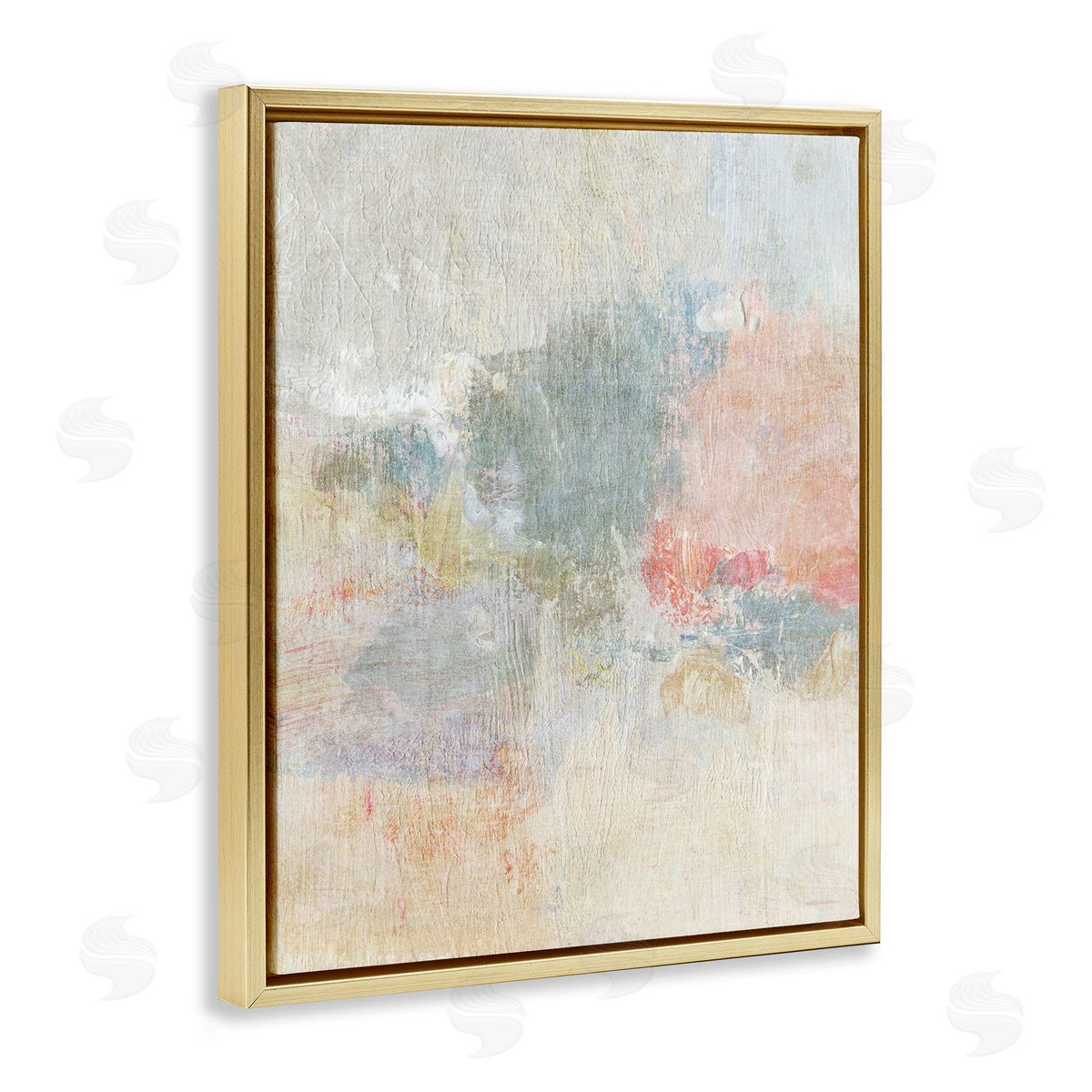 Soft Ombre Abstraction Gold Floating Frame Canvas Wall Art, Home Decor by Suzanne Nicoll