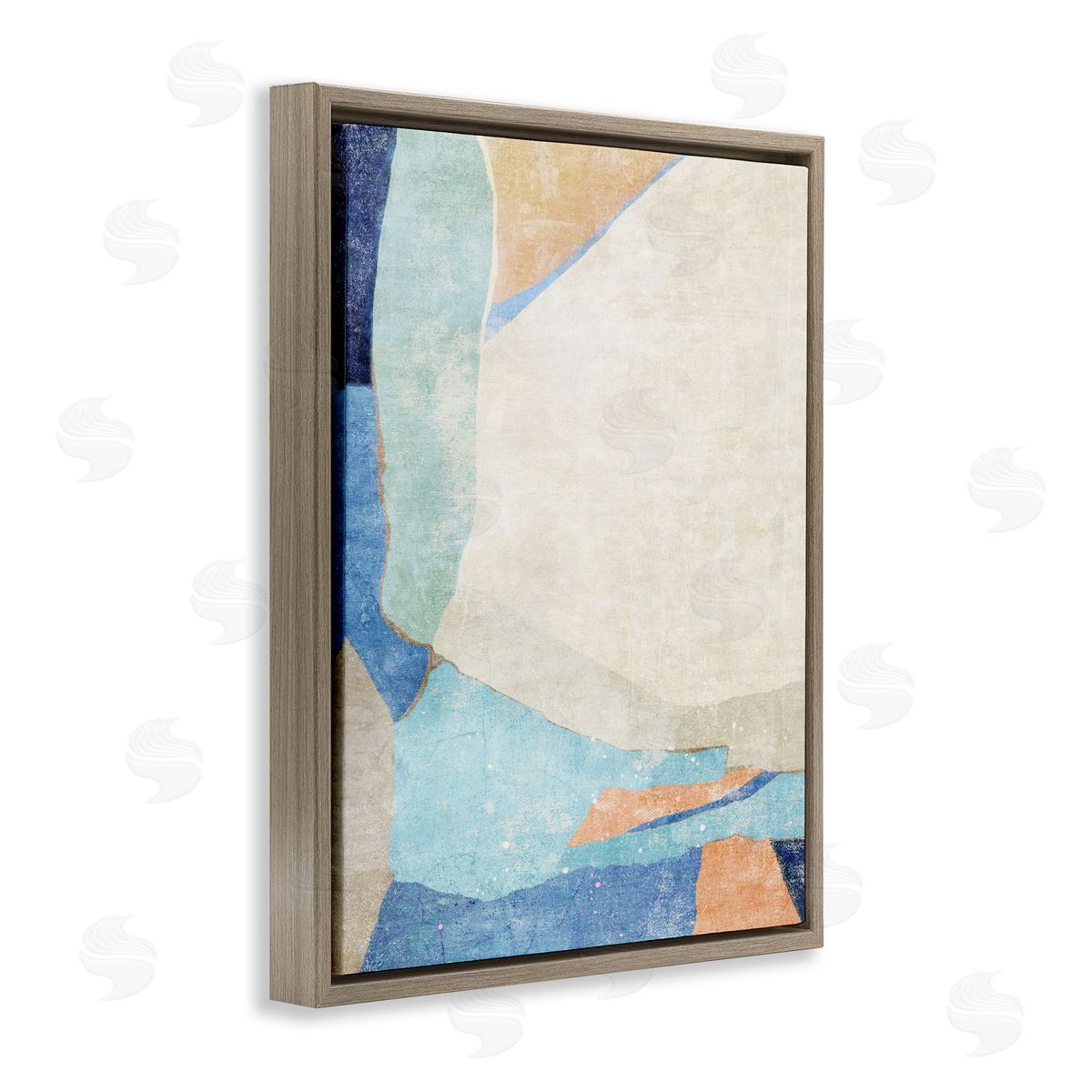 Geometric Rustic Shapes Brown Floating Frame Canvas Wall Art, Home Decor by Suzanne Nicoll