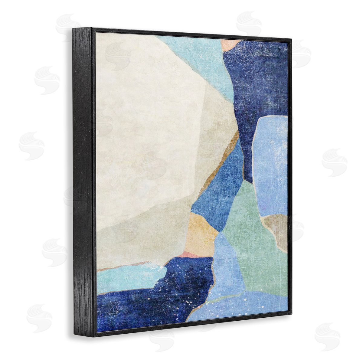 Geometric Patterned Shapes Black Frame Print Wall Art, Home Decor by Suzanne Nicoll