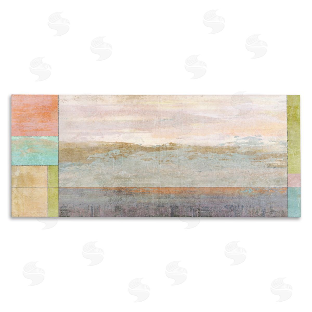 Landscape and Geometric Border Canvas Wall Art, Home Decor by Suzanne Nicoll