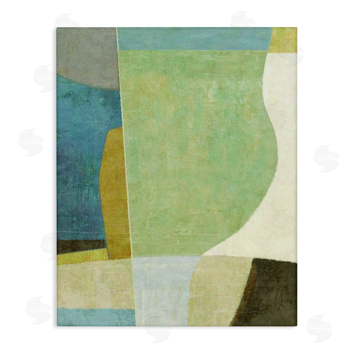 Green Geometric Collage Canvas Wall Art, Home Decor by Suzanne Nicoll
