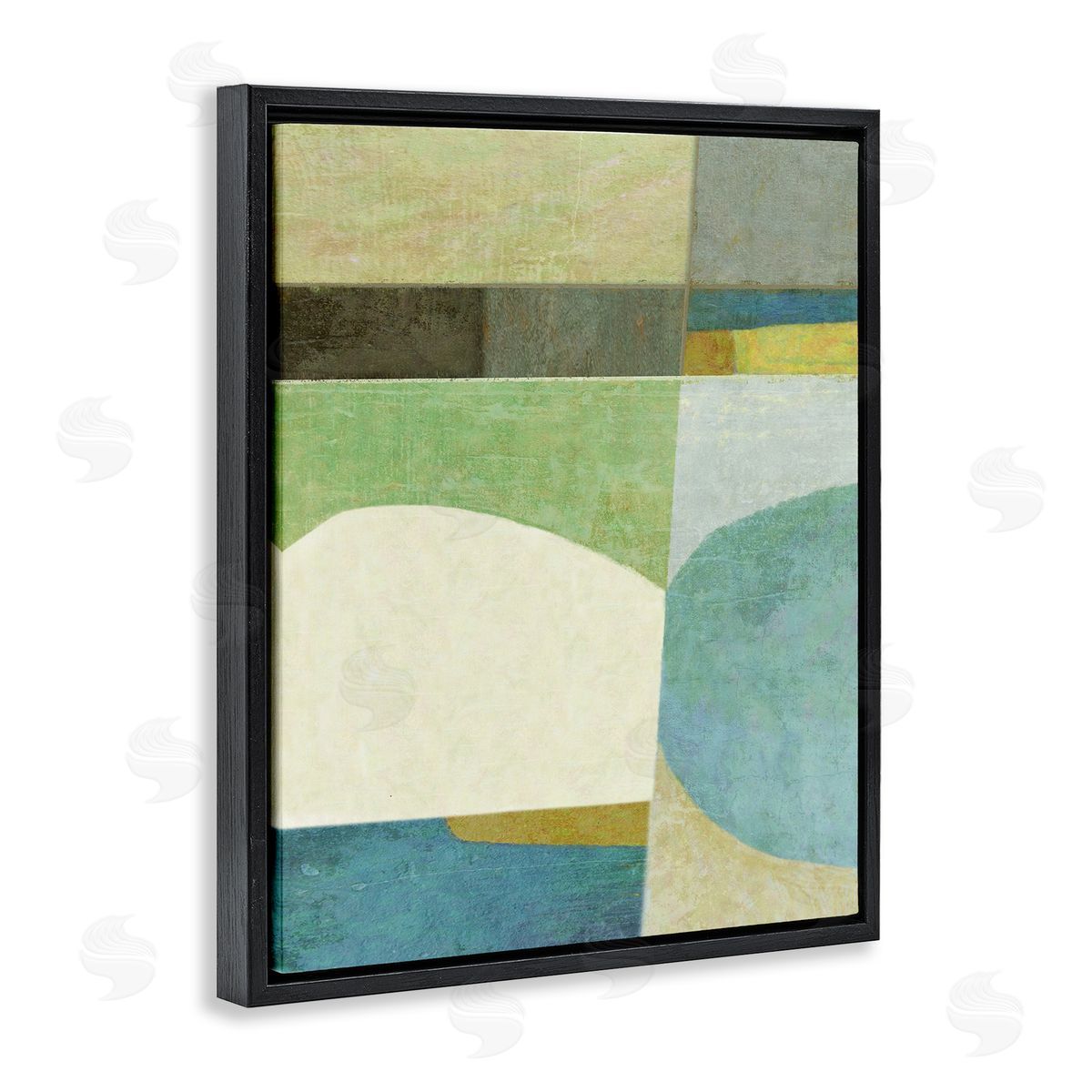 Subtle Shapes Collage Black Floating Frame Canvas Wall Art, Home Decor by Suzanne Nicoll