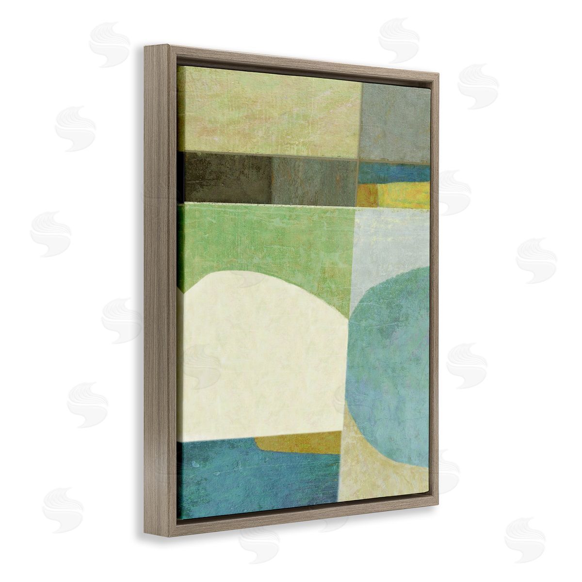 Subtle Shapes Collage Brown Floating Frame Canvas Wall Art, Home Decor by Suzanne Nicoll