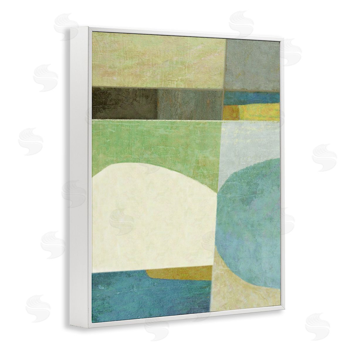 Subtle Shapes Collage White Frame Print Wall Art, Home Decor by Suzanne Nicoll