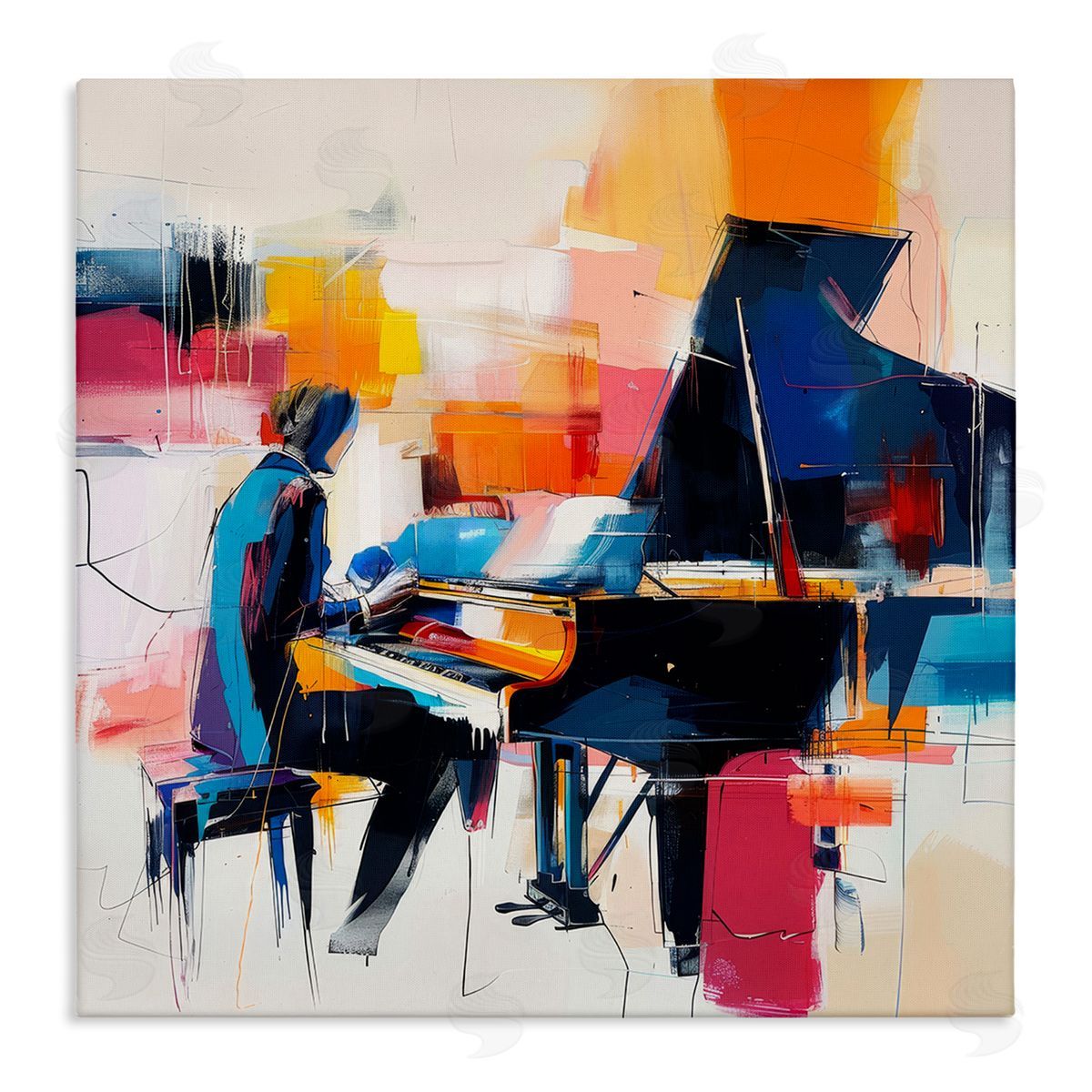 Musical Melodies Piano Musician Canvas Wall Art, Home Decor by Irena Orlov