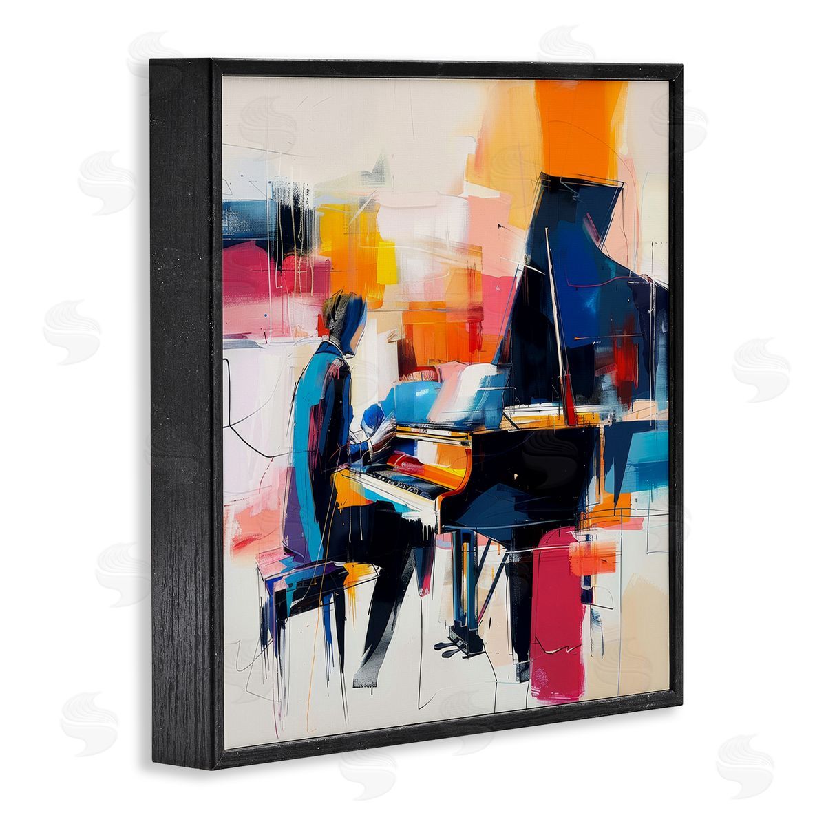Musical Melodies Piano Musician Black Frame Print Wall Art, Home Decor by Irena Orlov