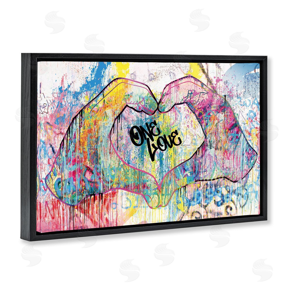 Urban One Love Heart Symbol Black Floating Frame Canvas Wall Art, Home Decor by Porter Hastings