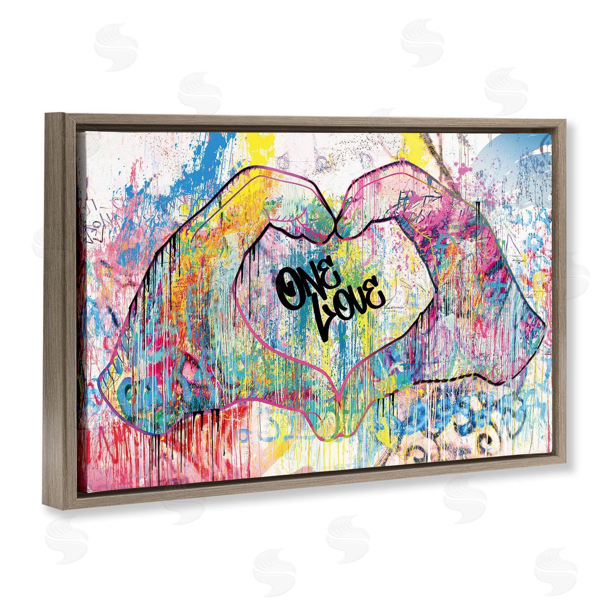 Urban One Love Heart Symbol Brown Floating Frame Canvas Wall Art, Home Decor by Porter Hastings