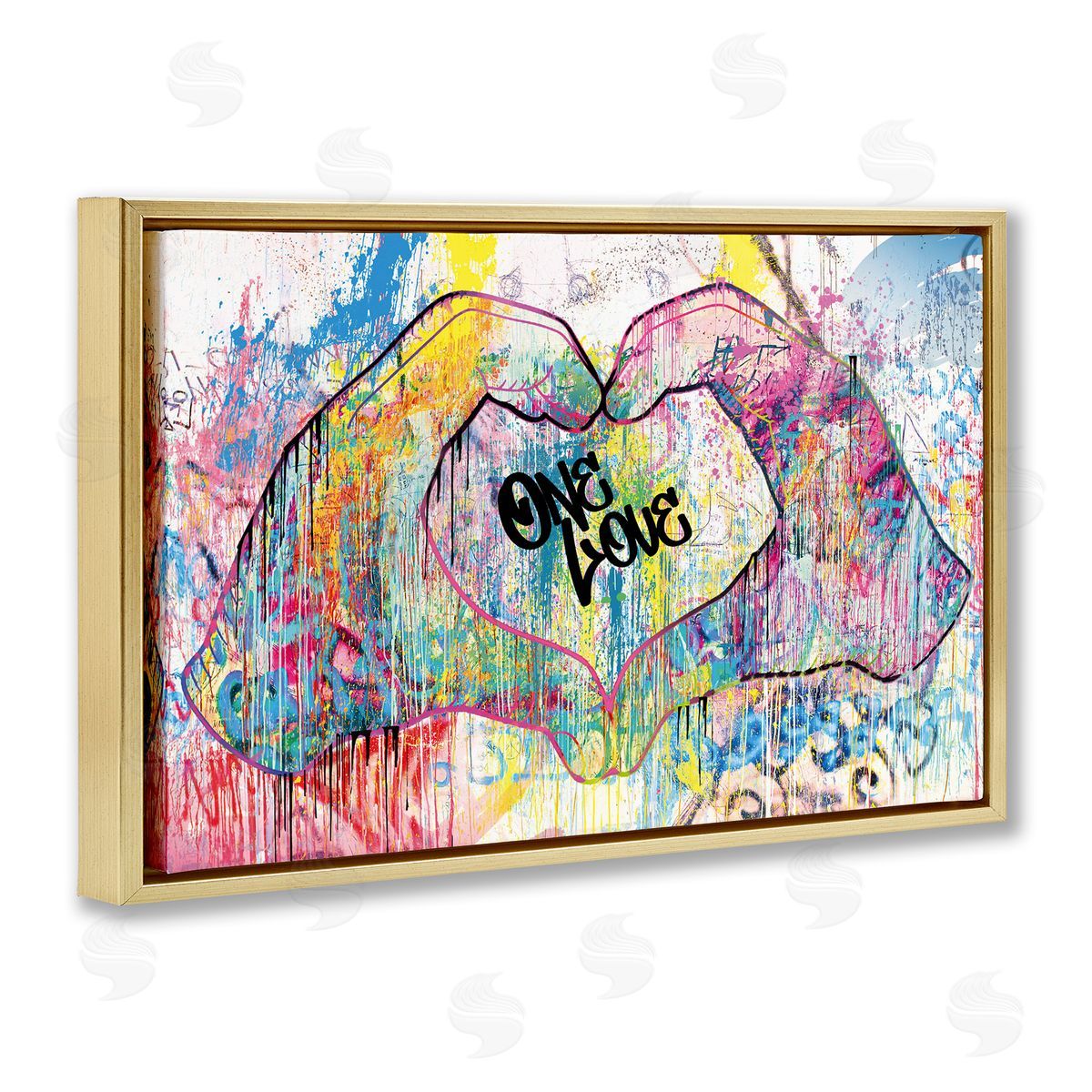 Urban One Love Heart Symbol Gold Floating Frame Canvas Wall Art, Home Decor by Porter Hastings