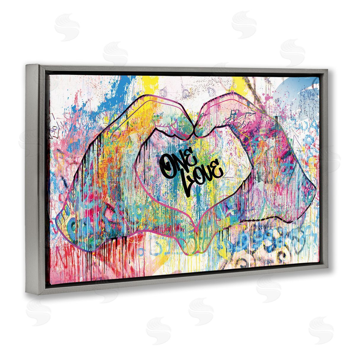 Urban One Love Heart Symbol Grey Floating Frame Canvas Wall Art, Home Decor by Porter Hastings