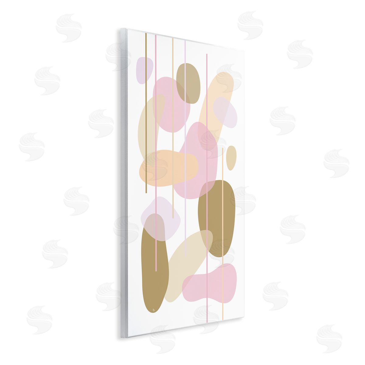 Oblong Opaque Shapes Wood Plaque Wall Art, Home Decor by Martina Pavlova