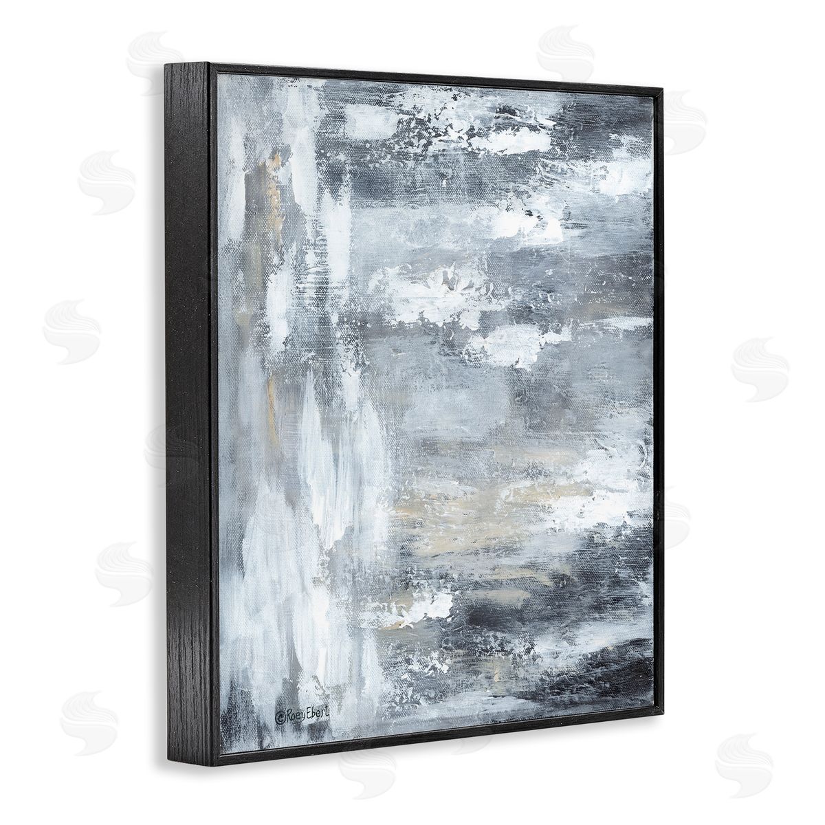 Grey Brushed Abstraction Black Frame Print Wall Art, Home Decor by Roy Ebert