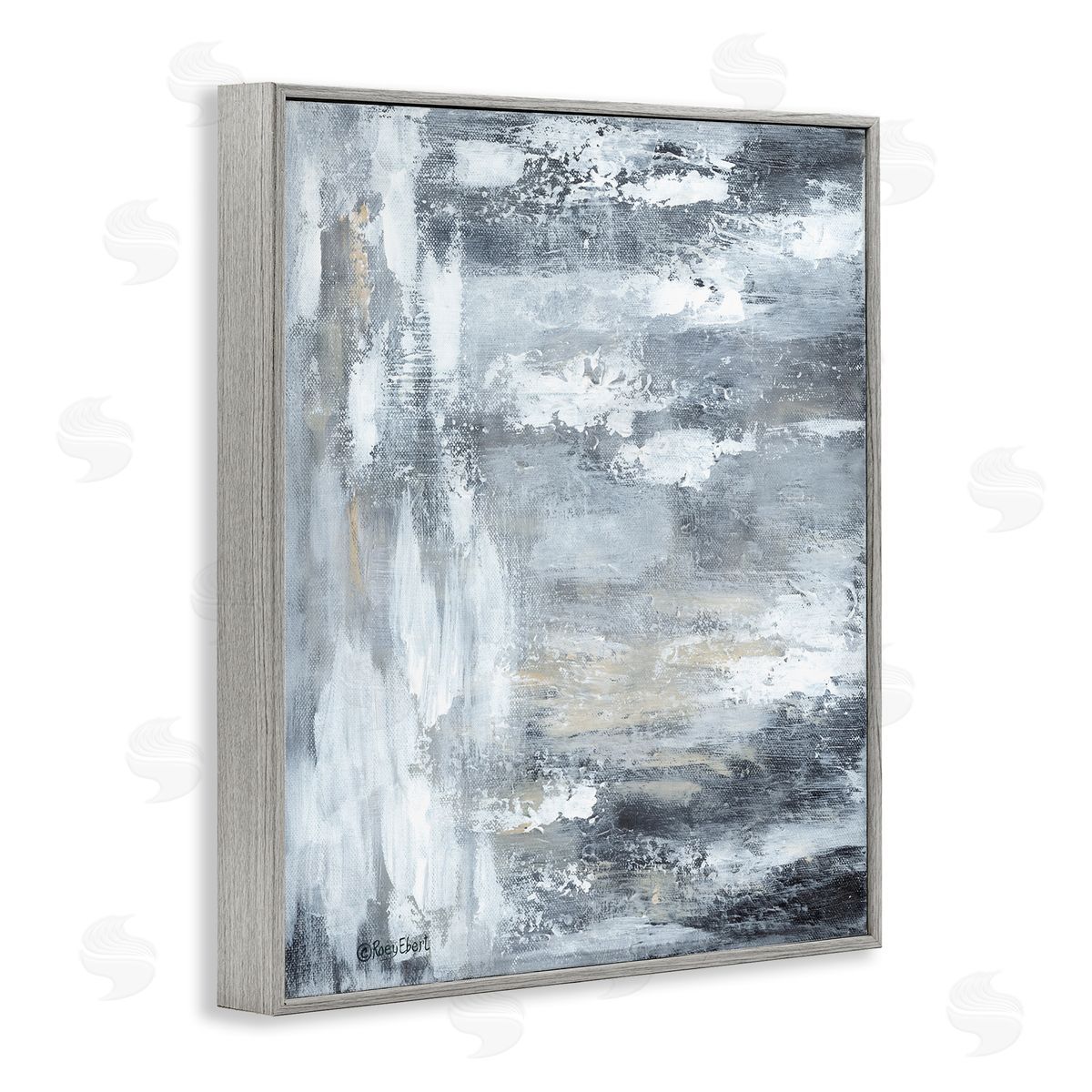 Grey Brushed Abstraction Grey Frame Print Wall Art, Home Decor by Roy Ebert