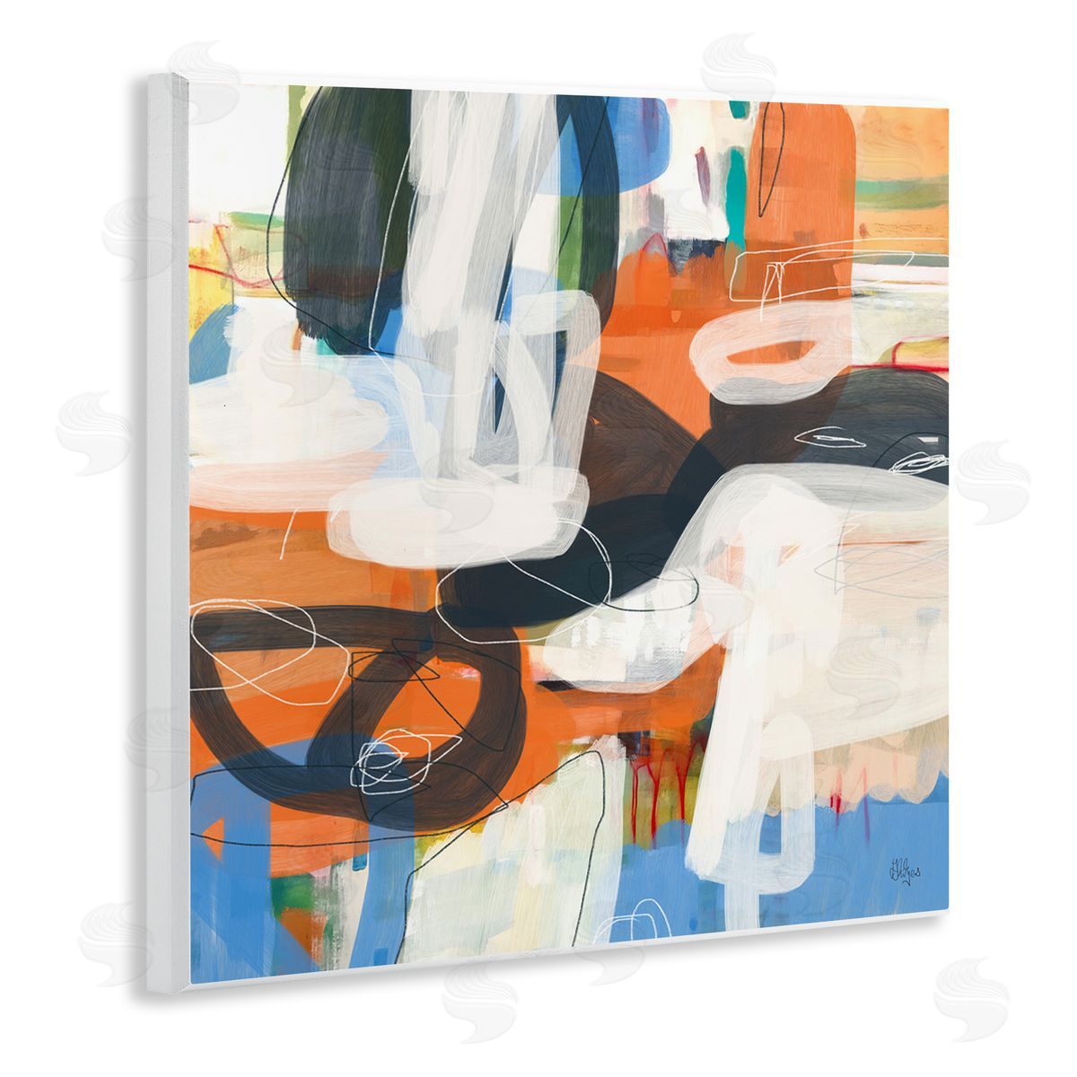 Abstract Squiggle Distortion Wood Plaque Wall Art, Home Decor by Lisa Ridgers