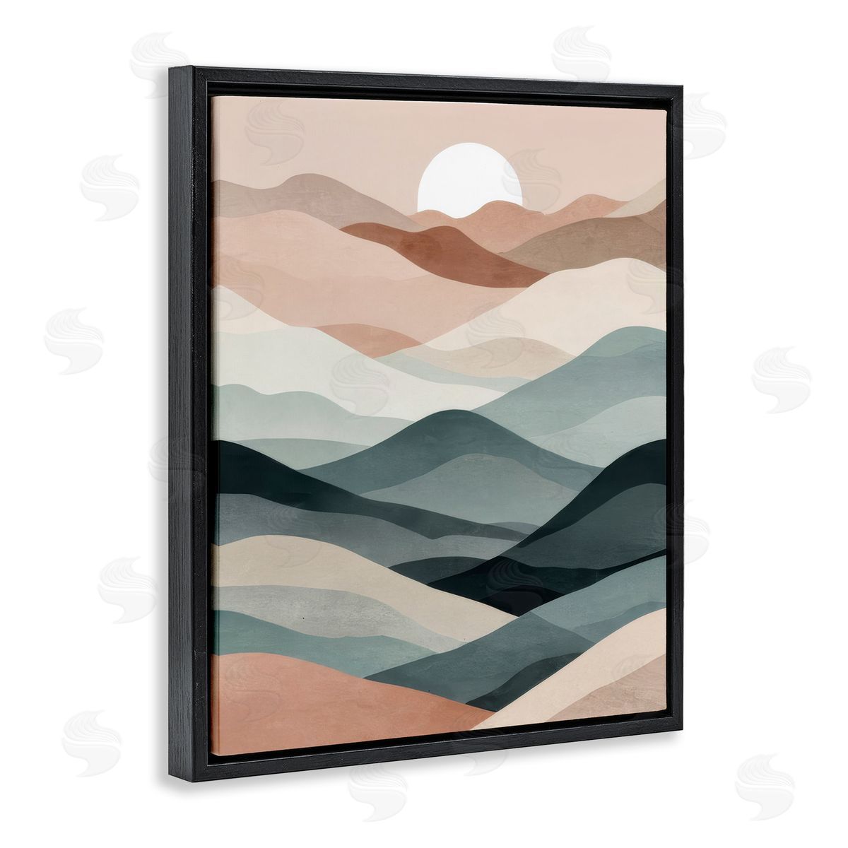 Silent Dawn Landscape Black Floating Frame Canvas Wall Art, Home Decor by Denise Dundon