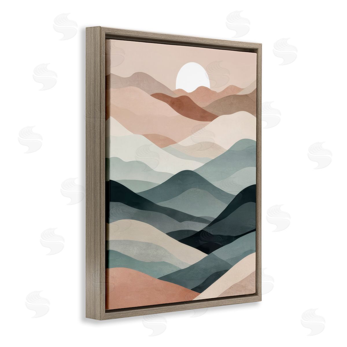 Silent Dawn Landscape Brown Floating Frame Canvas Wall Art, Home Decor by Denise Dundon