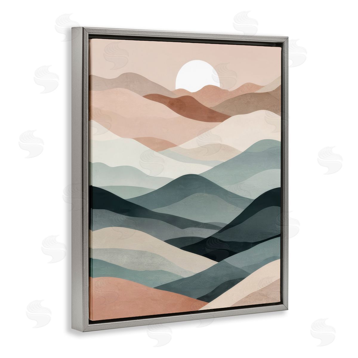 Silent Dawn Landscape Grey Floating Frame Canvas Wall Art, Home Decor by Denise Dundon