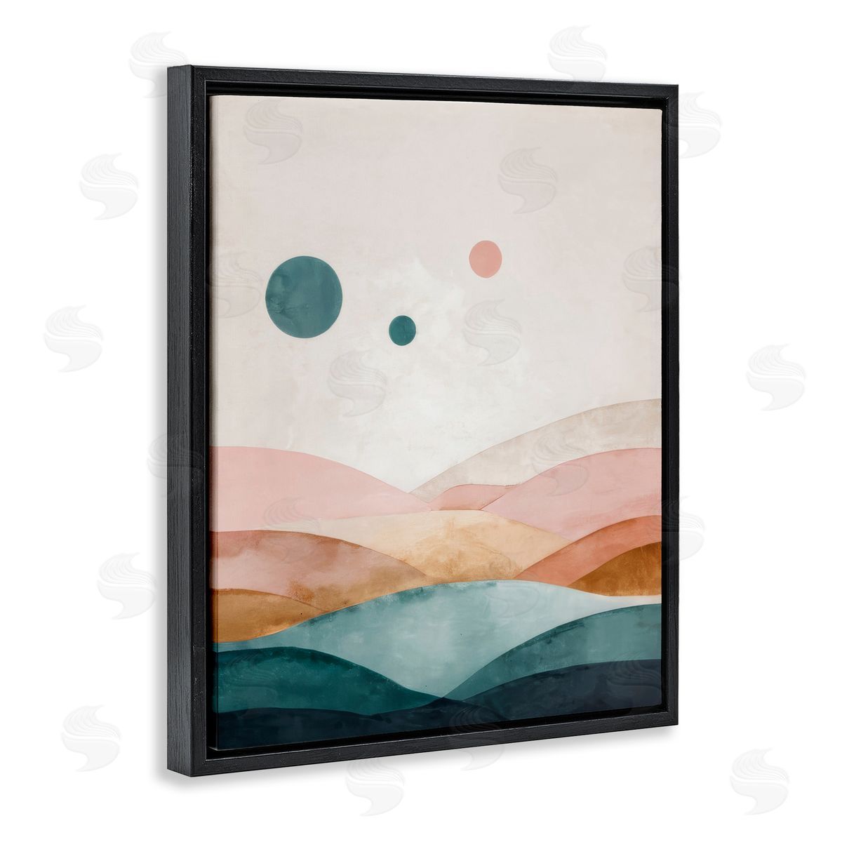 Spheres Above Desert Black Floating Frame Canvas Wall Art, Home Decor by Denise Dundon