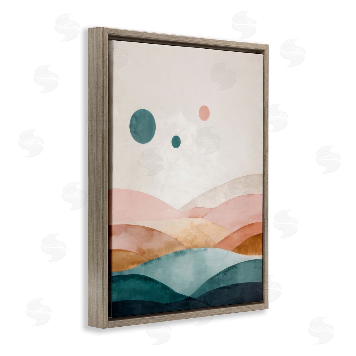 Spheres Above Desert Brown Floating Frame Canvas Wall Art, Home Decor by Denise Dundon
