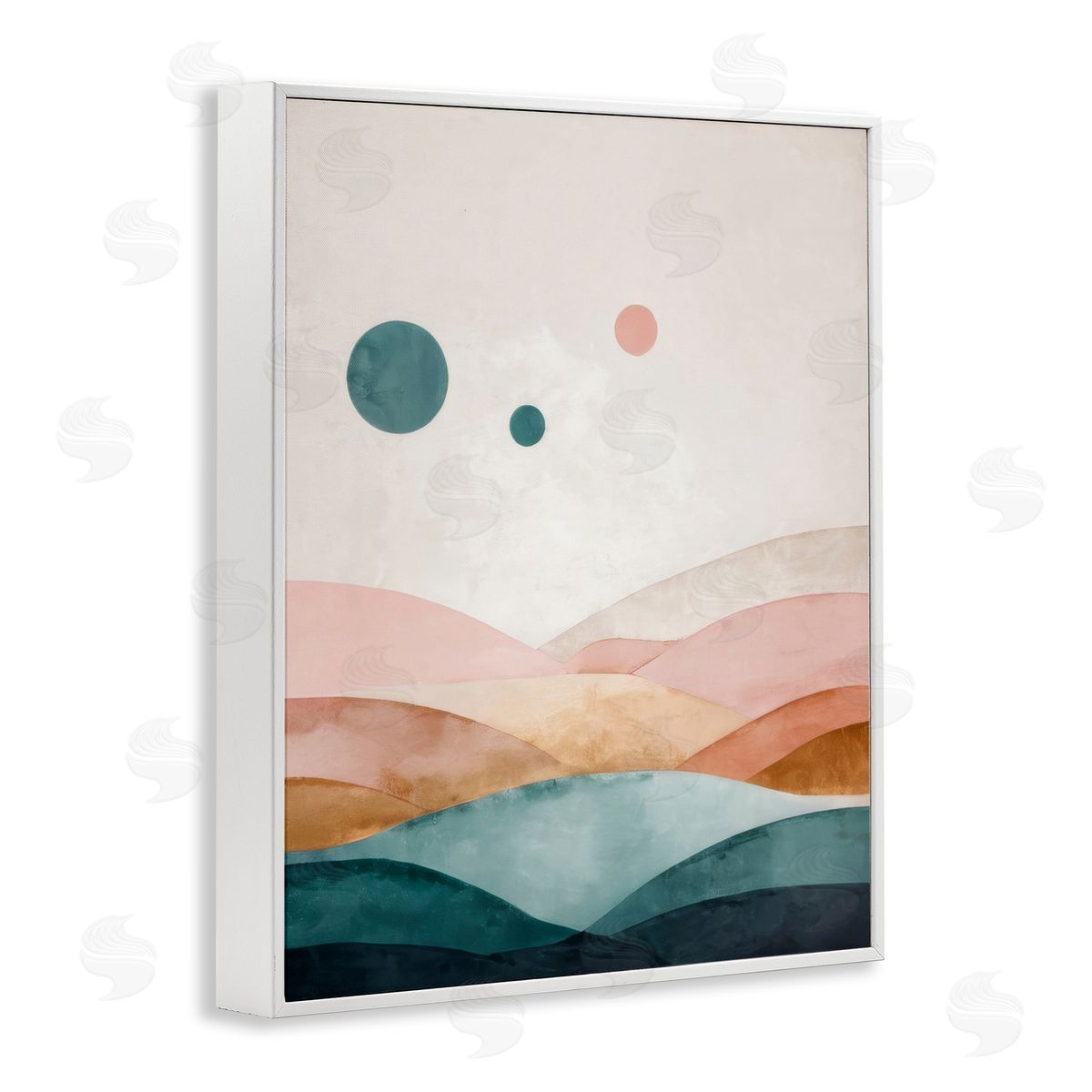 Spheres Above Desert White Frame Print Wall Art, Home Decor by Denise Dundon