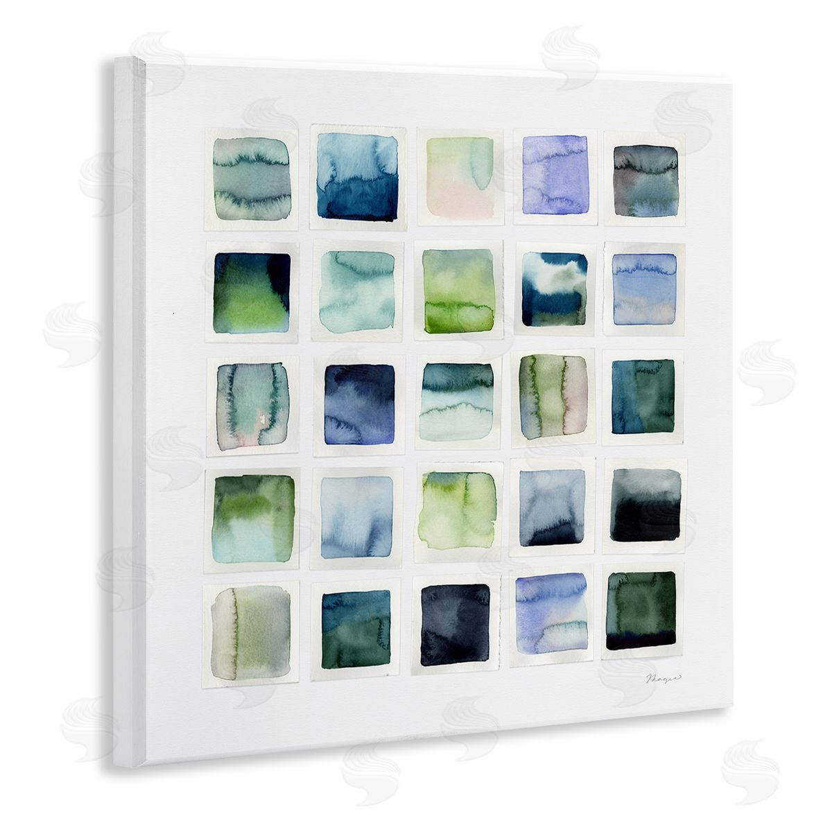 Watercolor Patterned Squares Wood Plaque Wall Art, Home Decor by Stephanie Ryan
