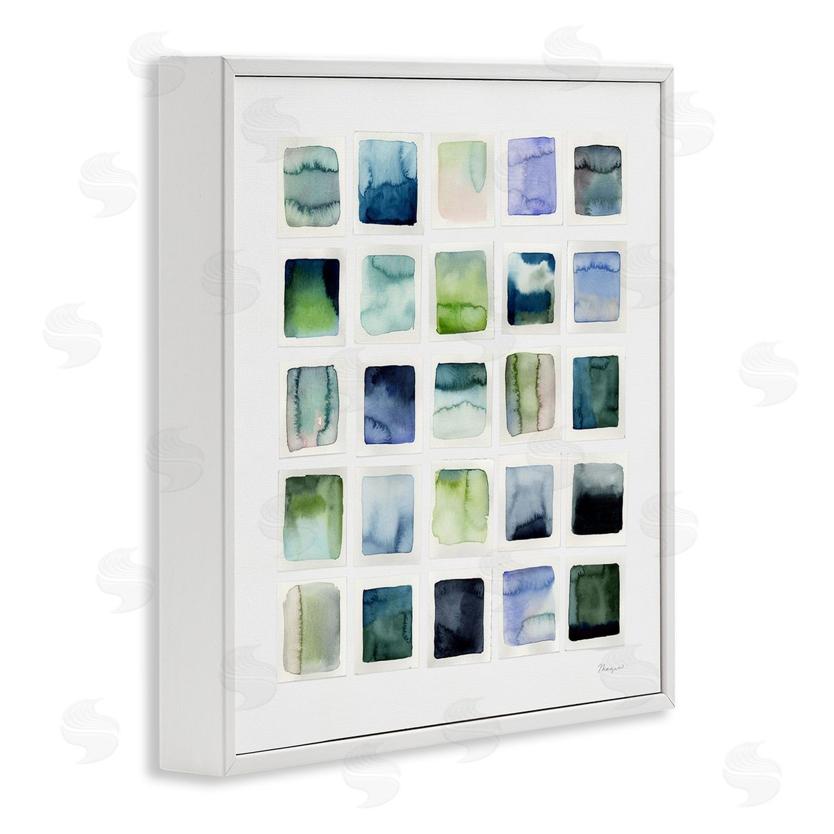 Watercolor Patterned Squares White Frame Print Wall Art, Home Decor by Stephanie Ryan