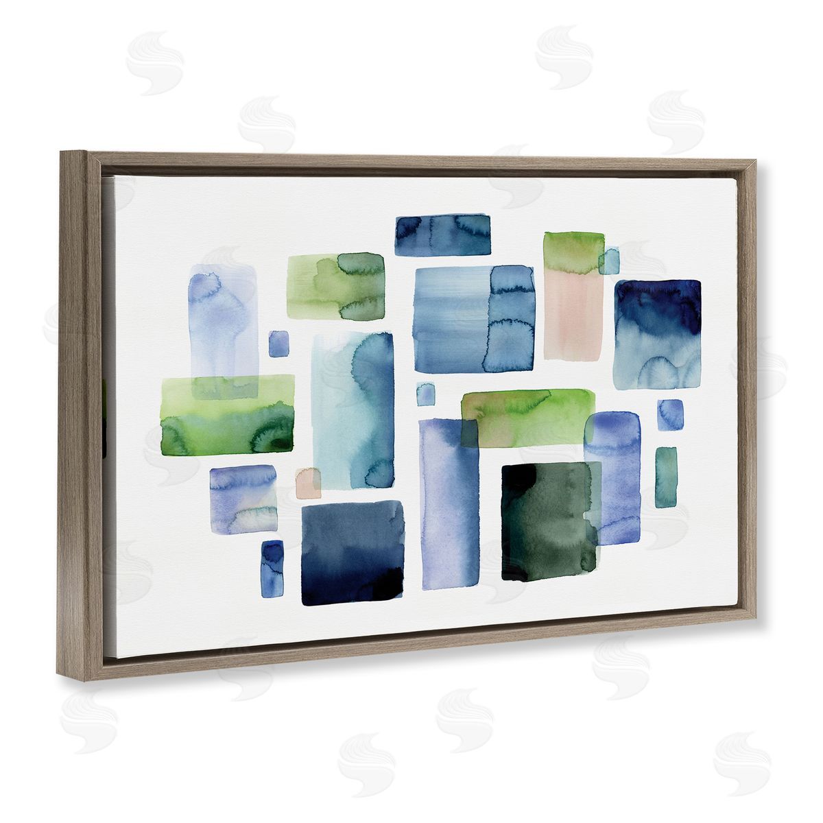 Asymmetrical Watercolor Shapes Brown Floating Frame Canvas Wall Art, Home Decor by Stephanie Ryan