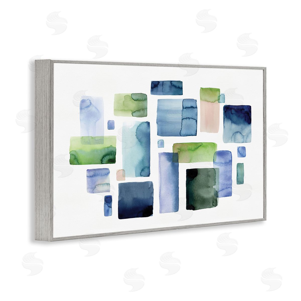 Asymmetrical Watercolor Shapes Grey Frame Print Wall Art, Home Decor by Stephanie Ryan