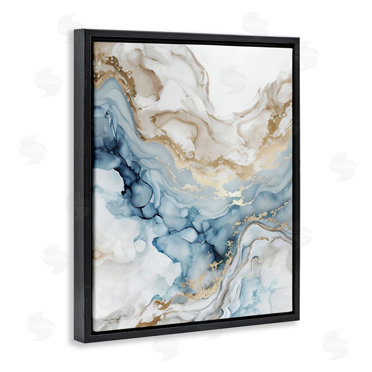 Chic Geode Pattern Black Floating Frame Canvas Wall Art, Home Decor by Seven Trees Design