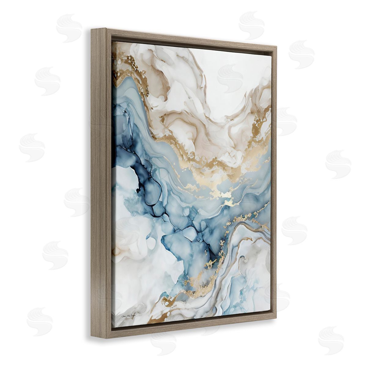 Chic Geode Pattern Brown Floating Frame Canvas Wall Art, Home Decor by Seven Trees Design