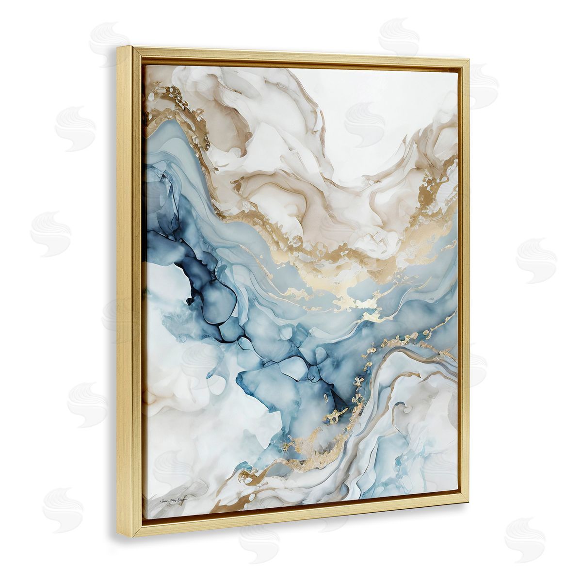 Chic Geode Pattern Gold Floating Frame Canvas Wall Art, Home Decor by Seven Trees Design