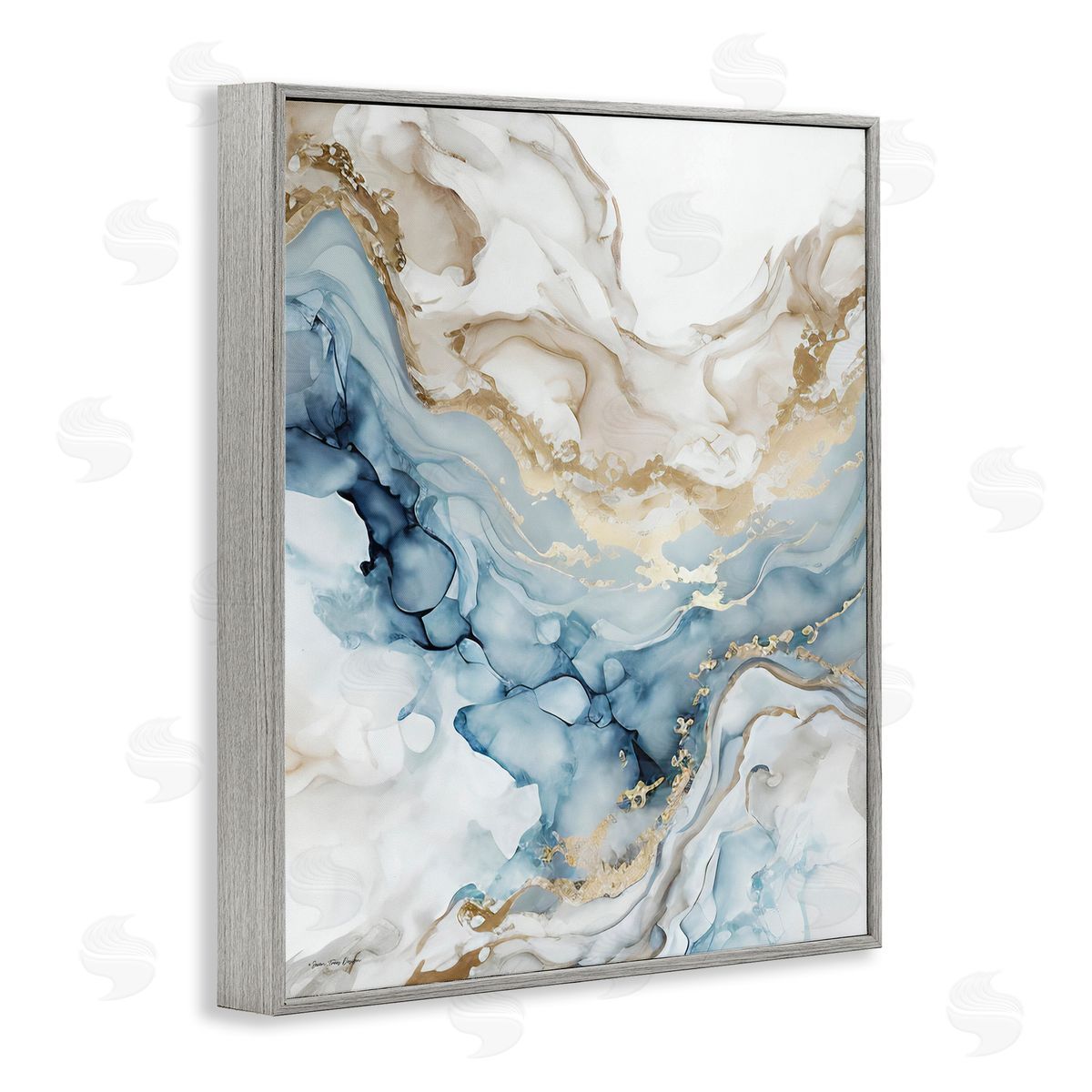 Chic Geode Pattern Grey Frame Print Wall Art, Home Decor by Seven Trees Design
