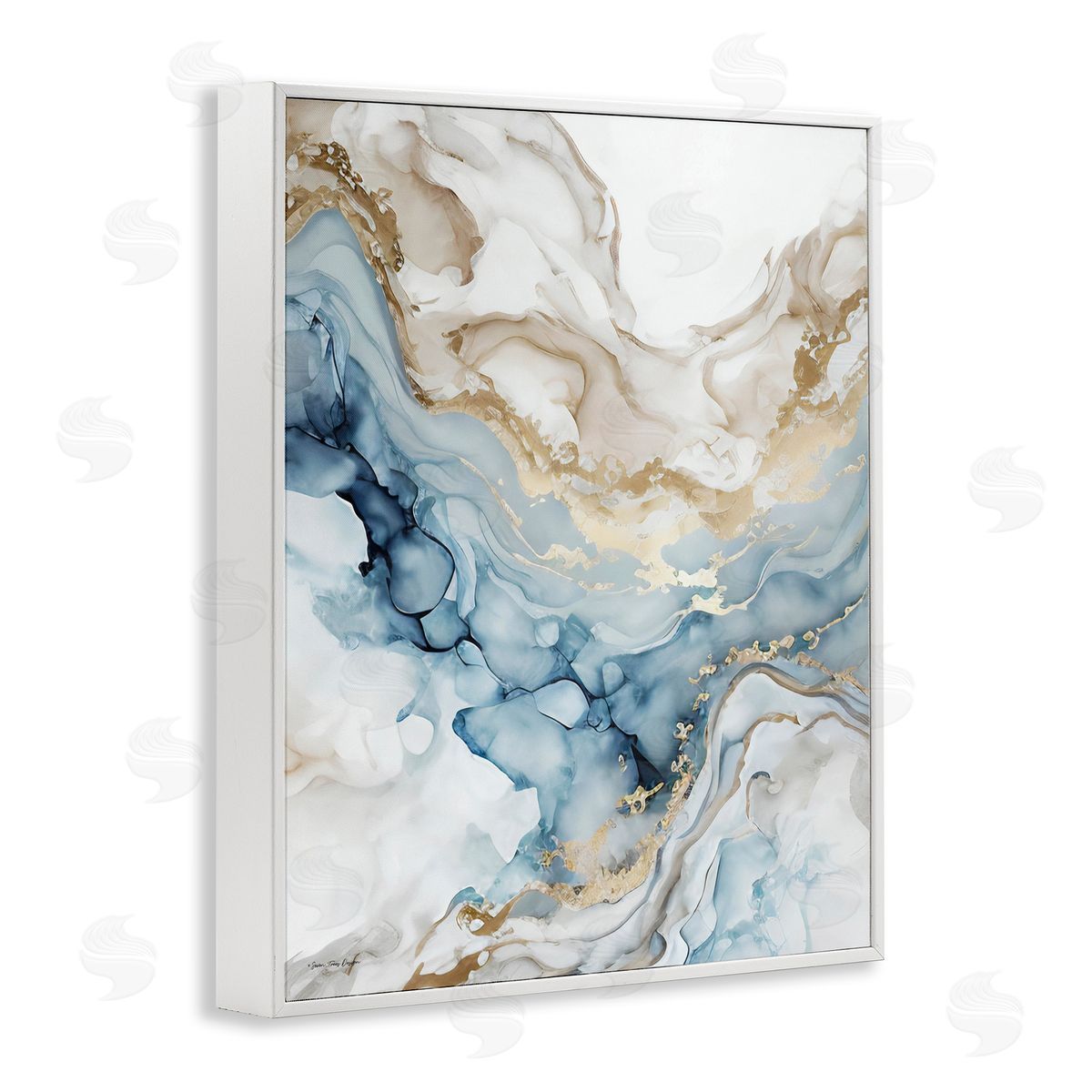 Chic Geode Pattern White Frame Print Wall Art, Home Decor by Seven Trees Design