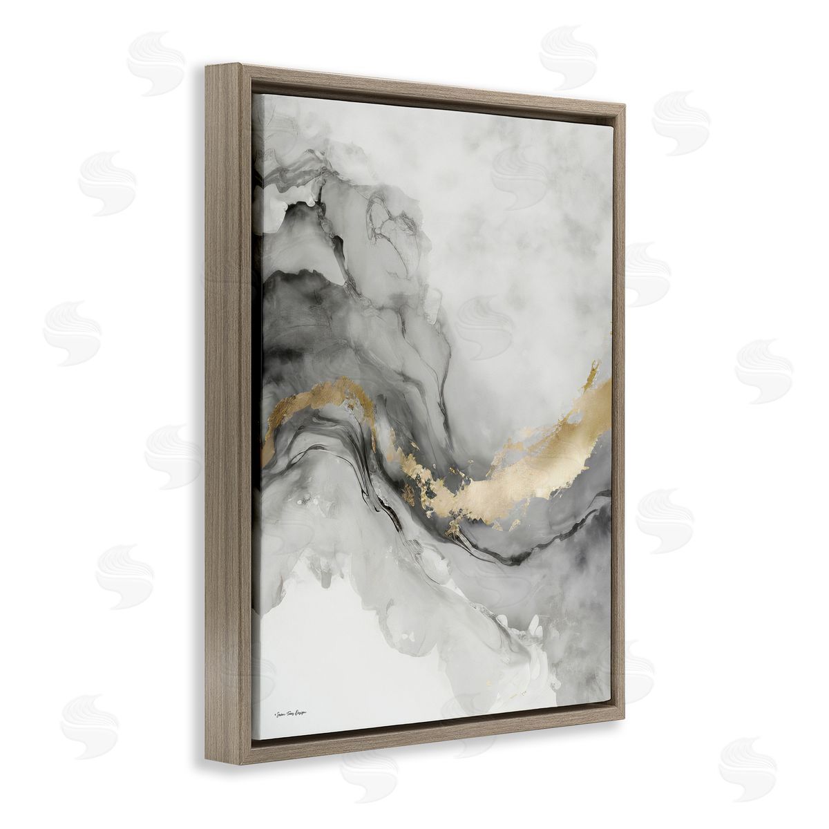 Grey and Glam Geode Brown Floating Frame Canvas Wall Art, Home Decor by Seven Trees Design