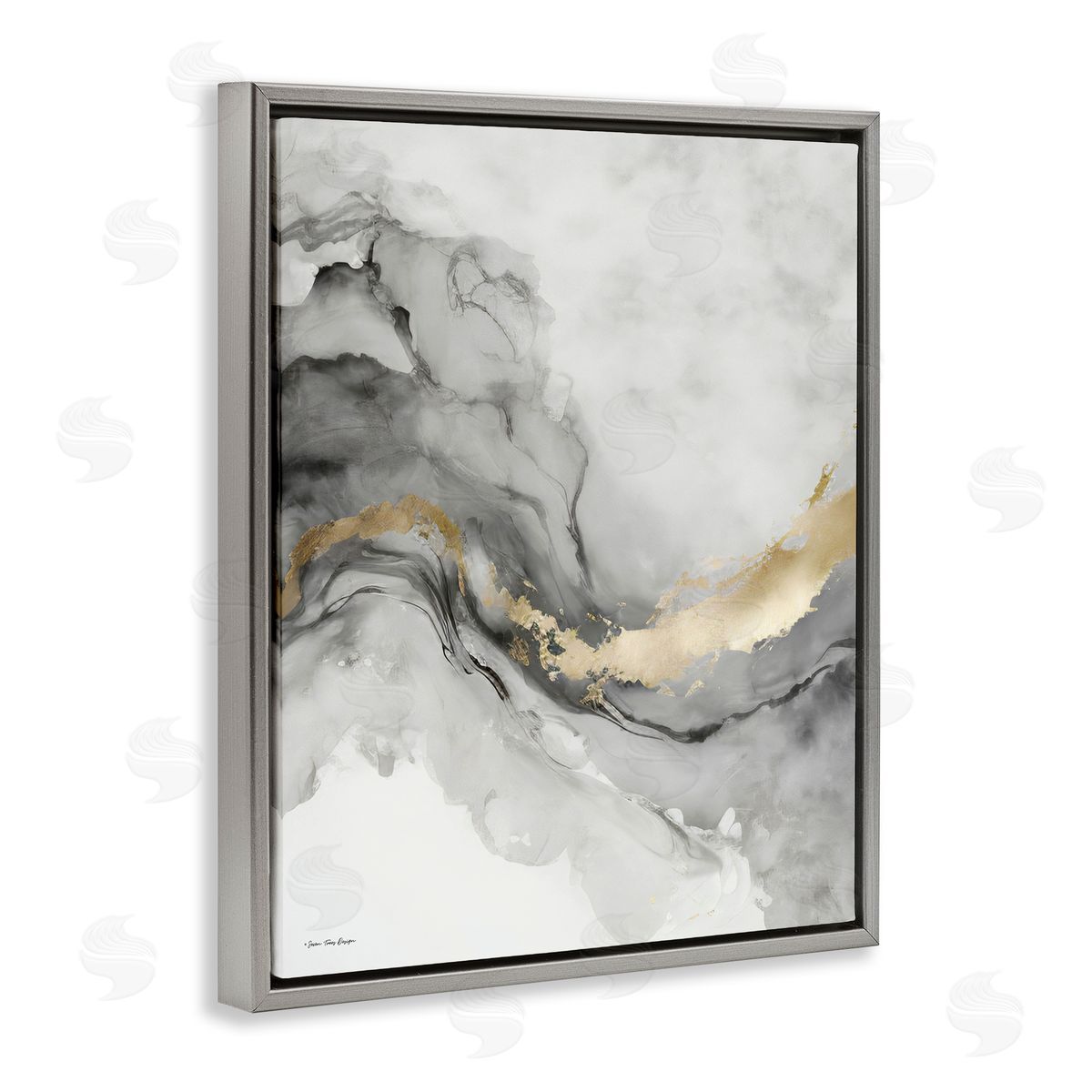 Grey and Glam Geode Grey Floating Frame Canvas Wall Art, Home Decor by Seven Trees Design