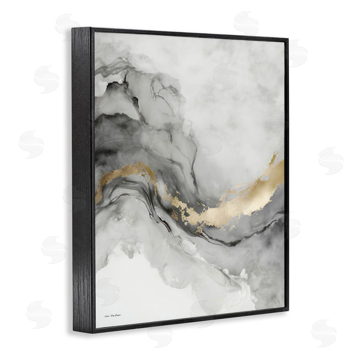 Grey and Glam Geode Black Frame Print Wall Art, Home Decor by Seven Trees Design