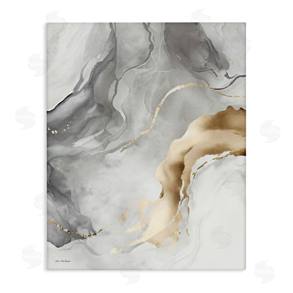 Marbled Grey and Glam Canvas Wall Art, Home Decor by Seven Trees Design