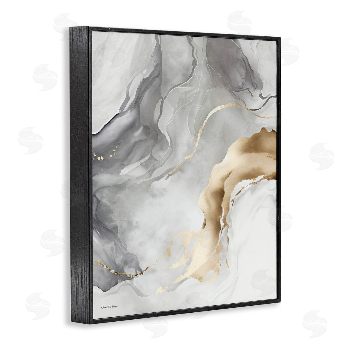 Marbled Grey and Glam Black Frame Print Wall Art, Home Decor by Seven Trees Design