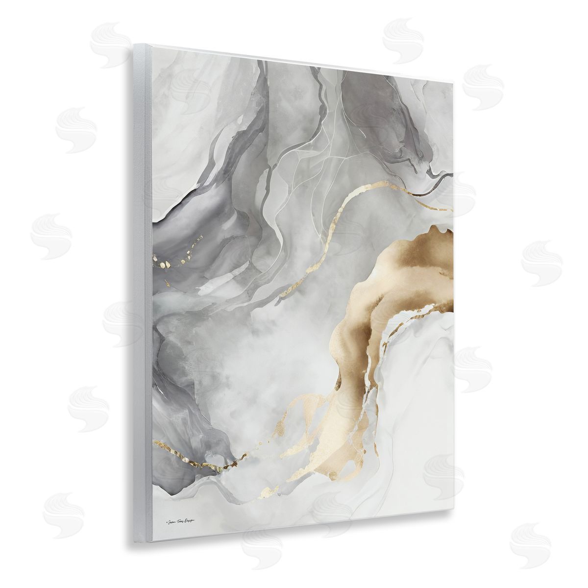 Marbled Grey and Glam Wood Plaque Wall Art, Home Decor by Seven Trees Design