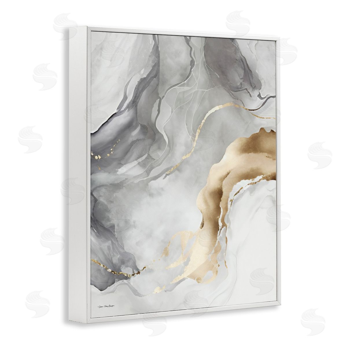 Marbled Grey and Glam White Frame Print Wall Art, Home Decor by Seven Trees Design
