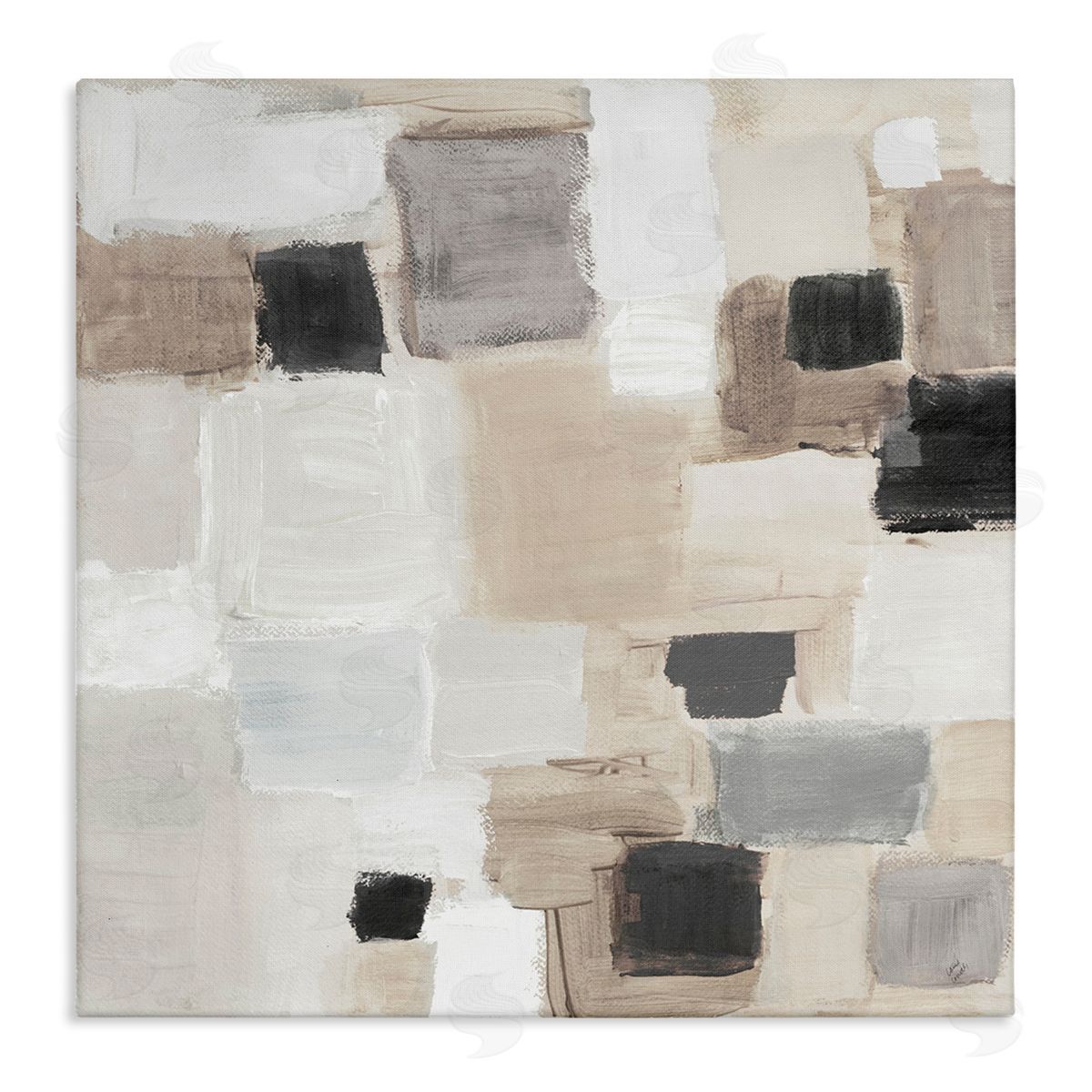 Neutral Square Patchwork Canvas Wall Art, Home Decor by Lanie Loreth