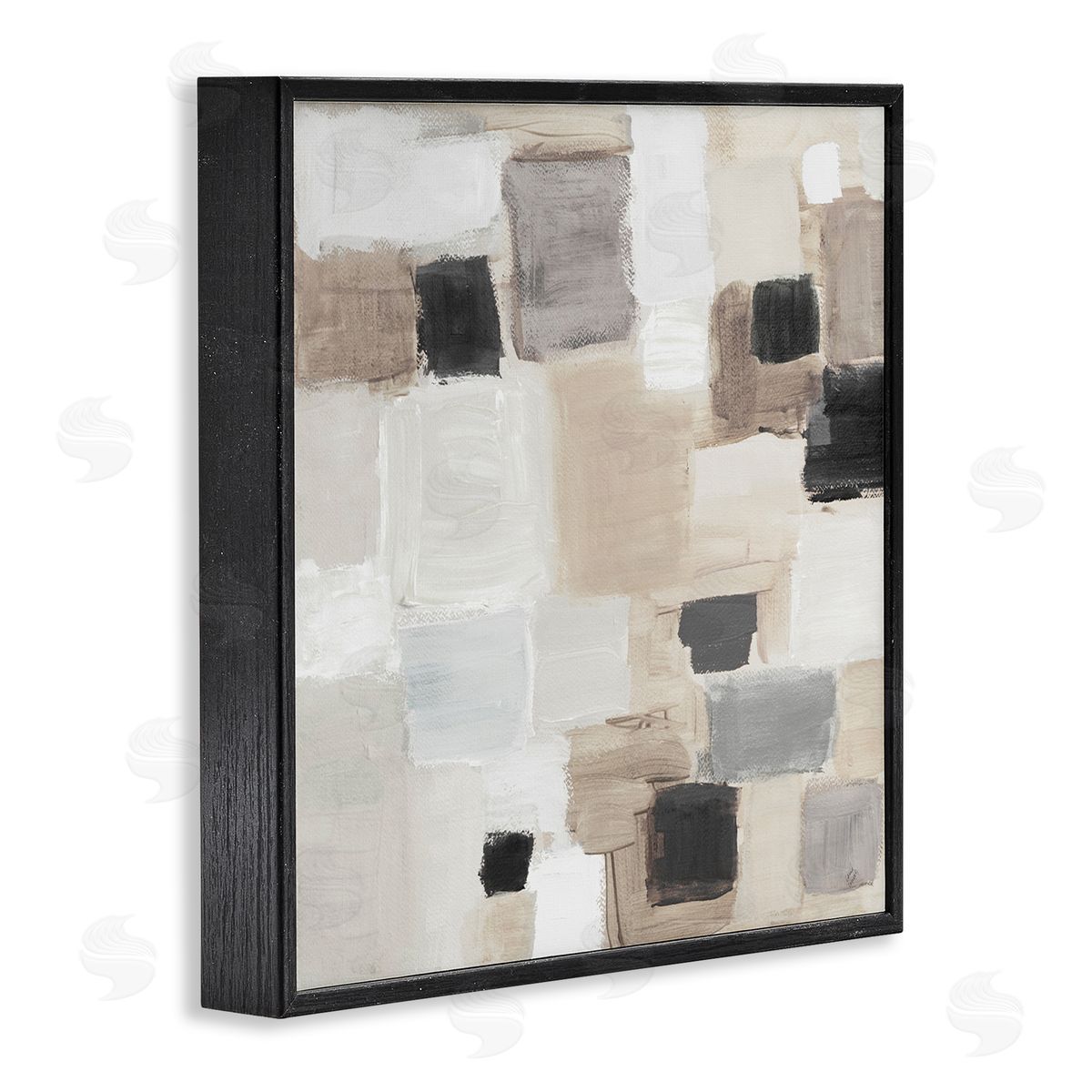 Neutral Square Patchwork Black Frame Print Wall Art, Home Decor by Lanie Loreth