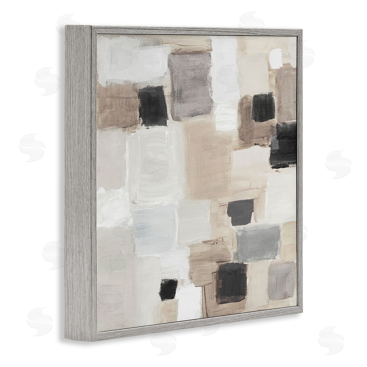 Neutral Square Patchwork Grey Frame Print Wall Art, Home Decor by Lanie Loreth