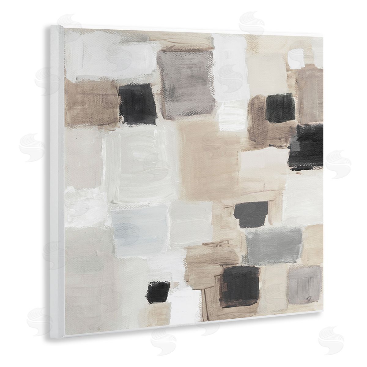 Neutral Square Patchwork Wood Plaque Wall Art, Home Decor by Lanie Loreth
