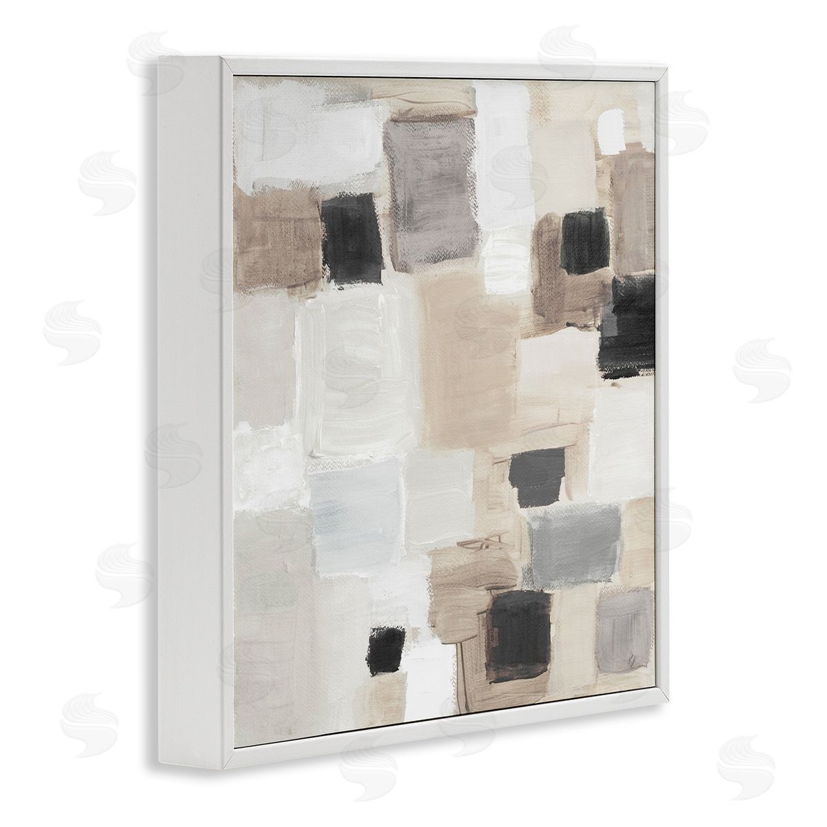 Neutral Square Patchwork White Frame Print Wall Art, Home Decor by Lanie Loreth