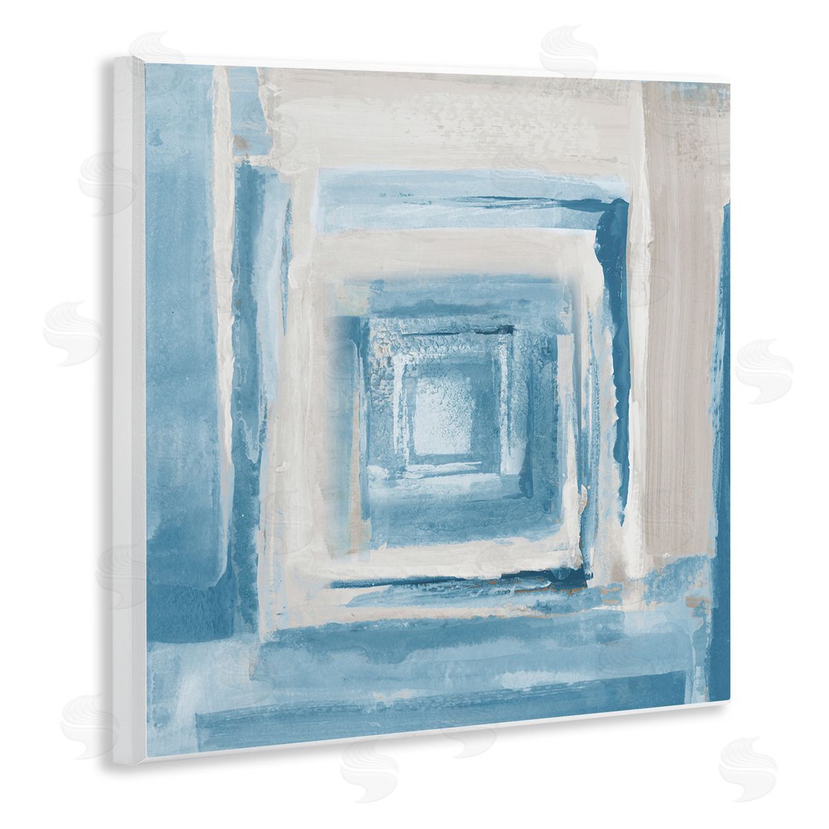 Blue and Beige Squares Wood Plaque Wall Art, Home Decor by Lanie Loreth