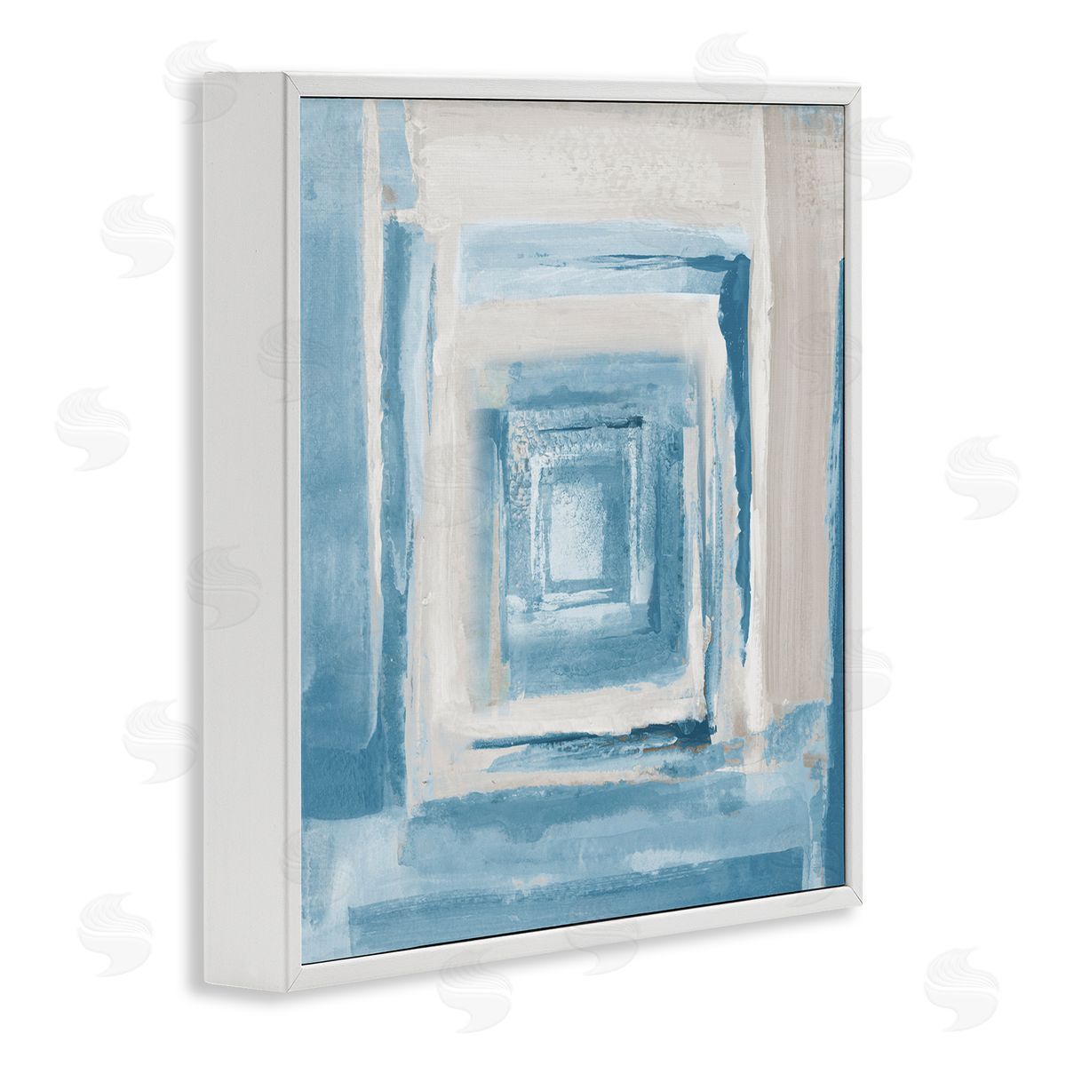 Blue and Beige Squares White Frame Print Wall Art, Home Decor by Lanie Loreth