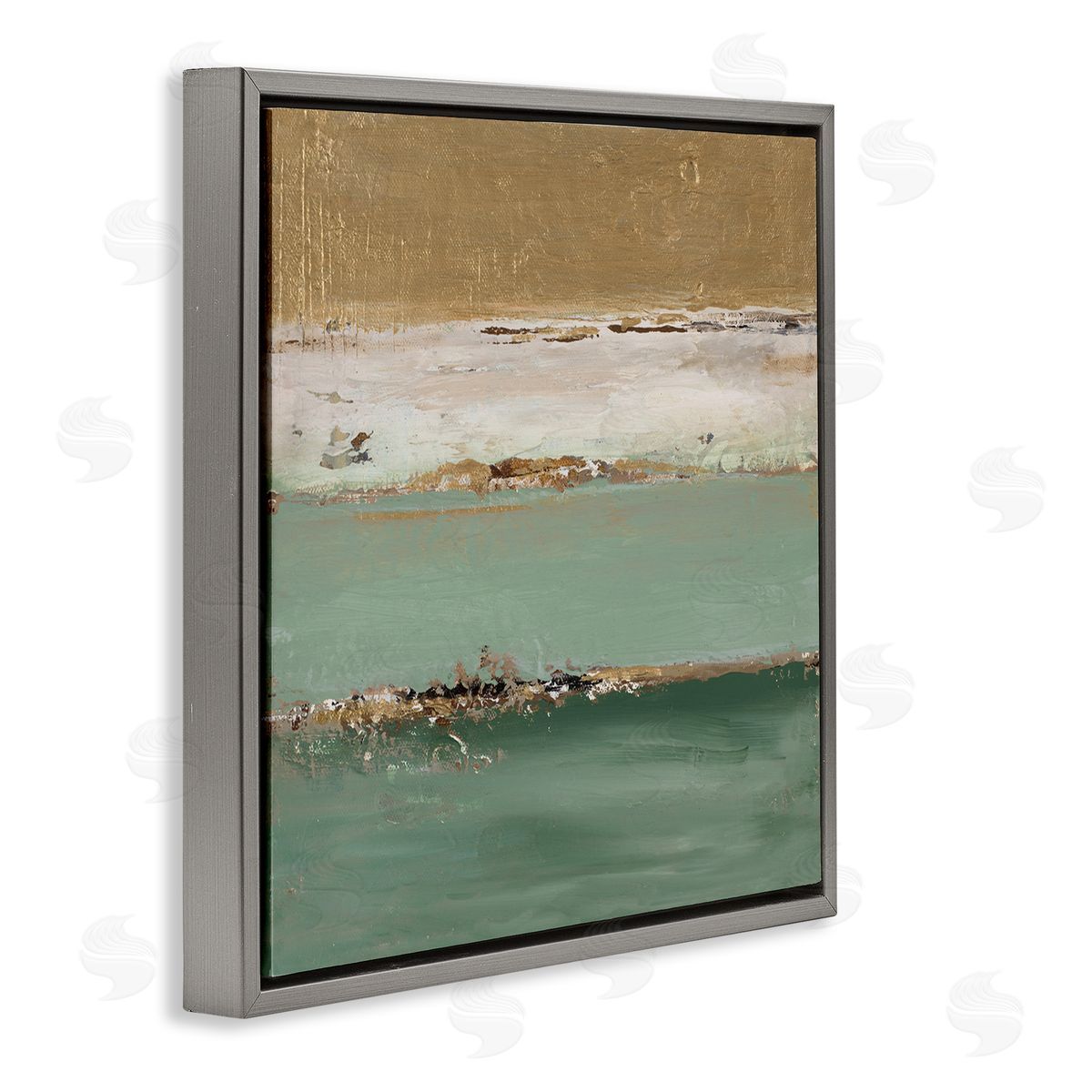 Glam Streaked Gradient Grey Floating Frame Canvas Wall Art, Home Decor by Patricia Pinto